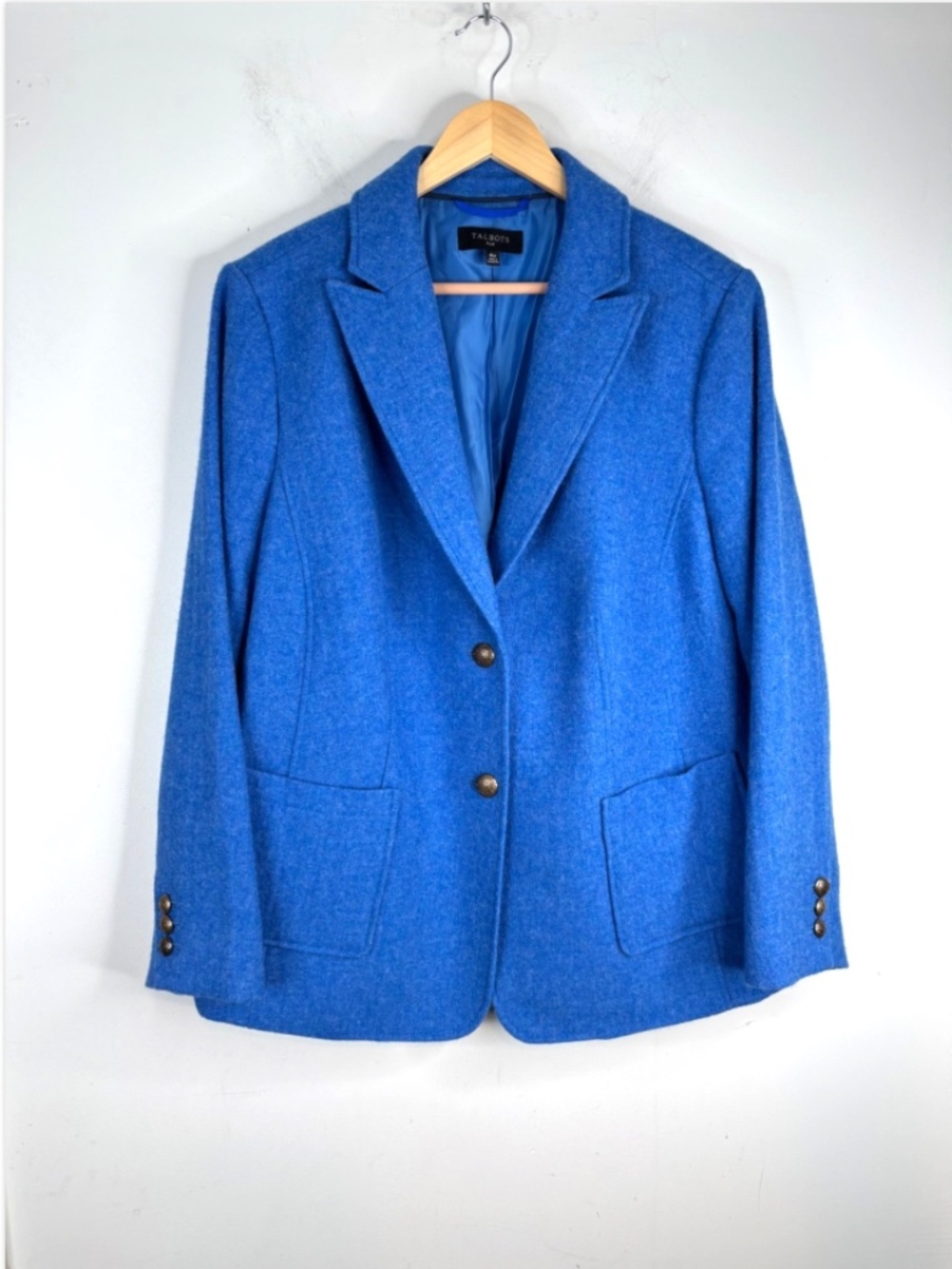 Talbots Wool Blazer 18W Blue Brass Buttons Classic Preppy Old Money Spring
